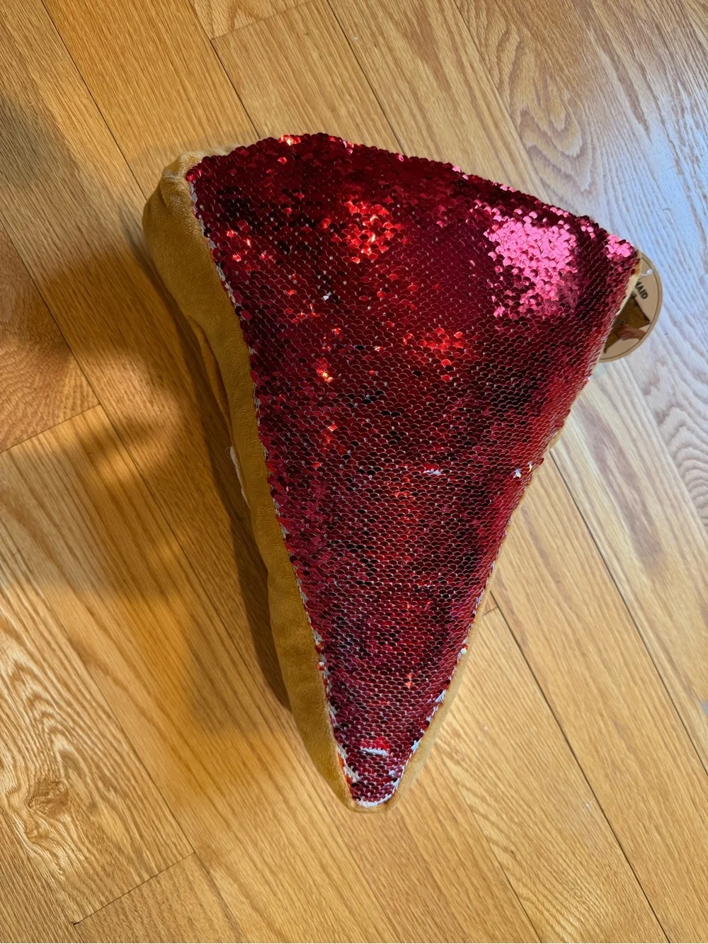 Sequin Pizza Slice Decorative Pillow - Red Yellow